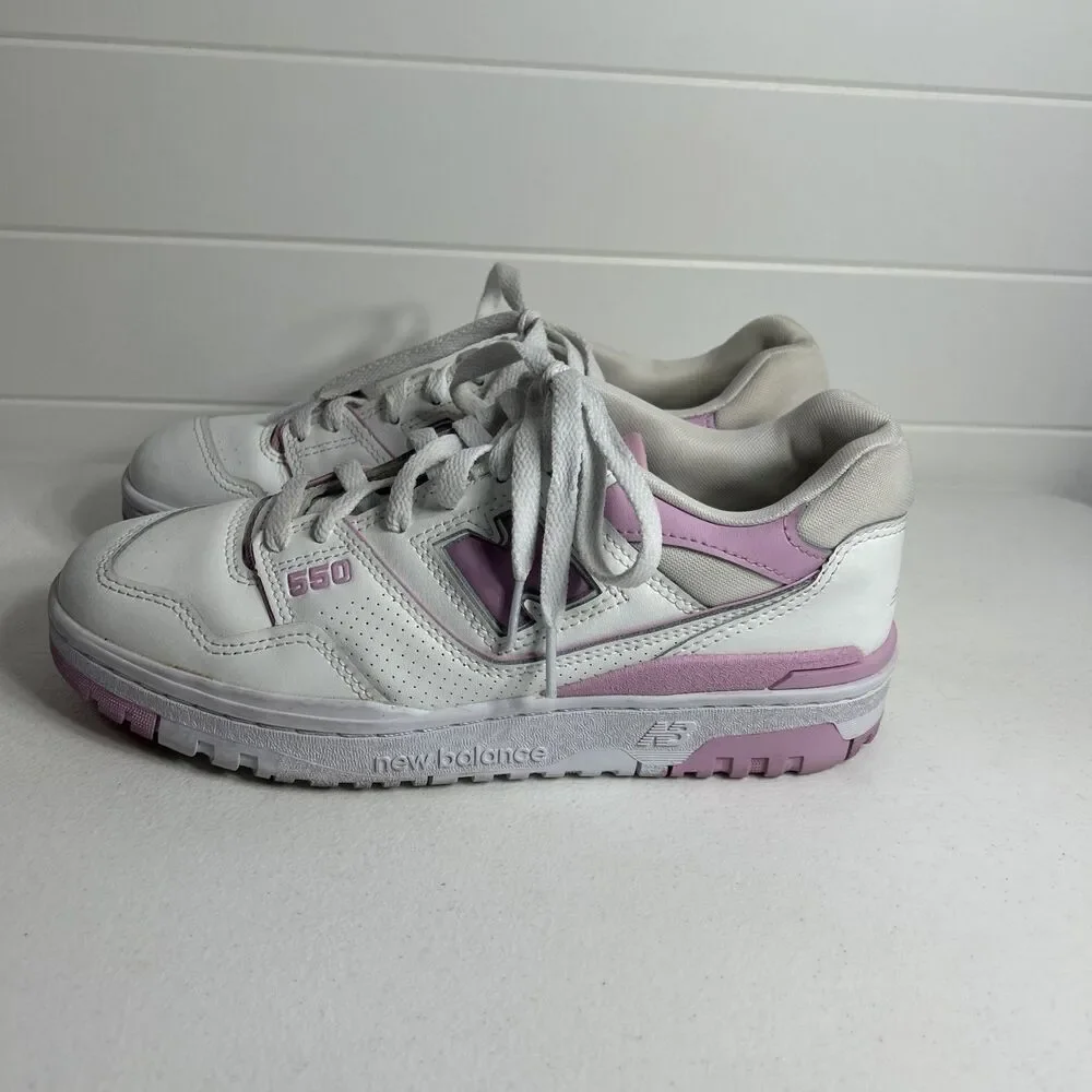 New Balance 550 Women Shoes Size 8.5 Pink Bubblegum Cloud Leather Sneakers